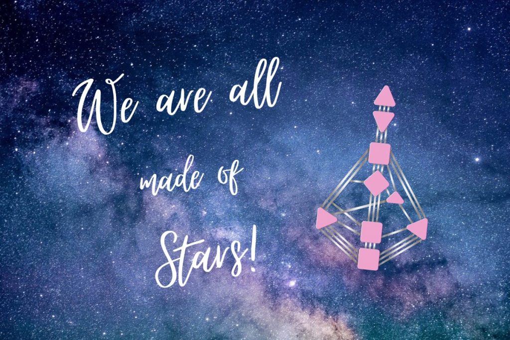 Spruch auf Sternenfirmament Hintergrund